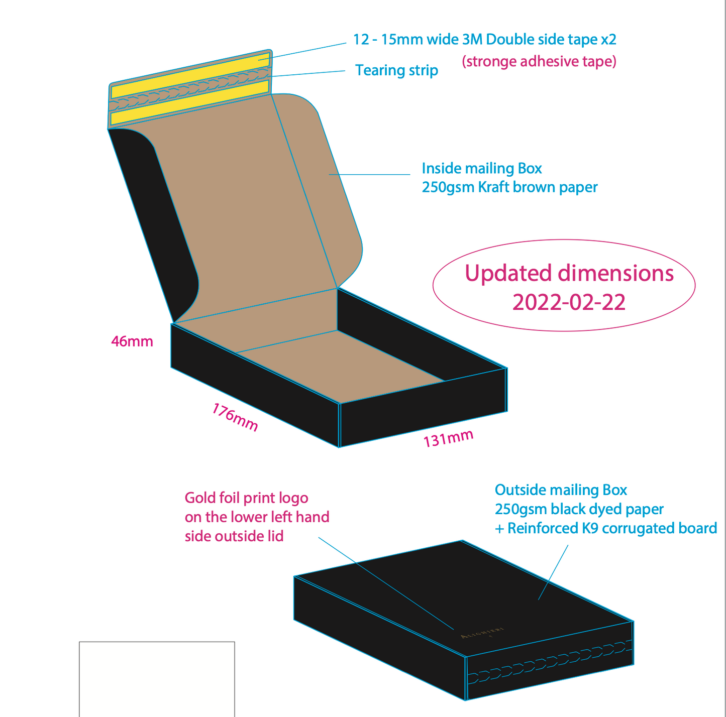 ALIGHIERI SMALL MAILING BOX, 1 carton = 100pcs